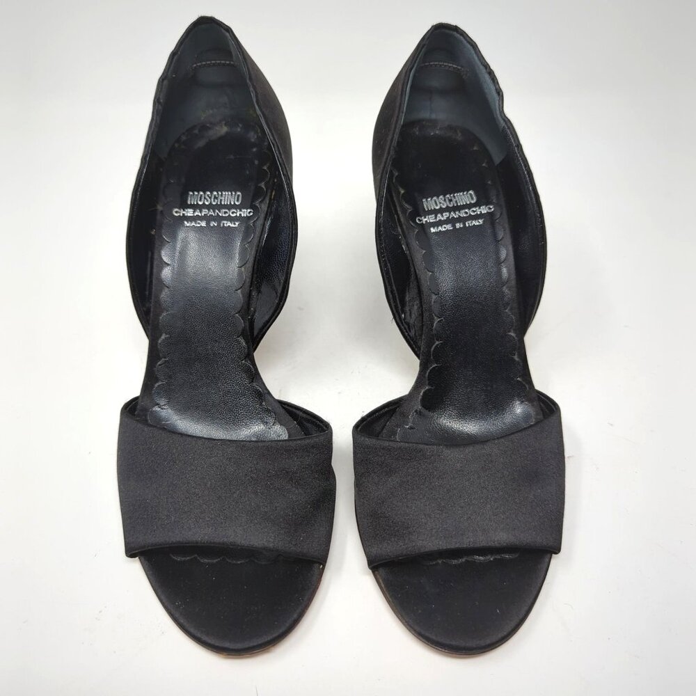 Moschino Black Heels 37 6.5 D'Orsay Cheap Chic Formal - Picture 3 of 11